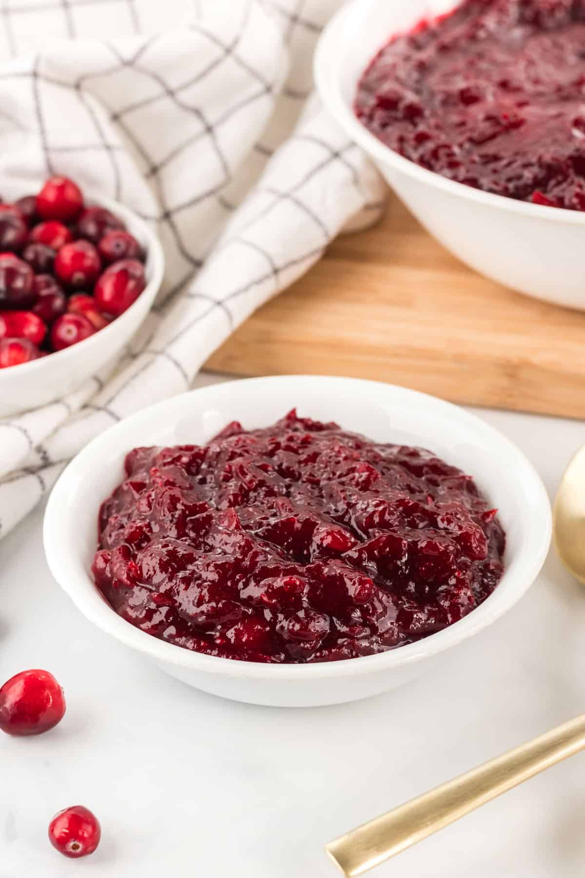 cranberry sauce in a white bowl