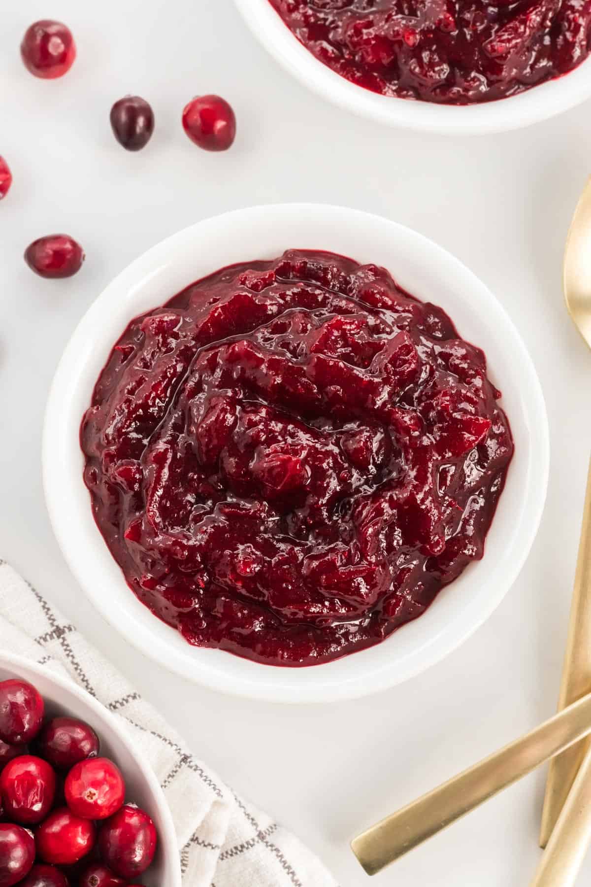 cranberry sauce in a white bowl