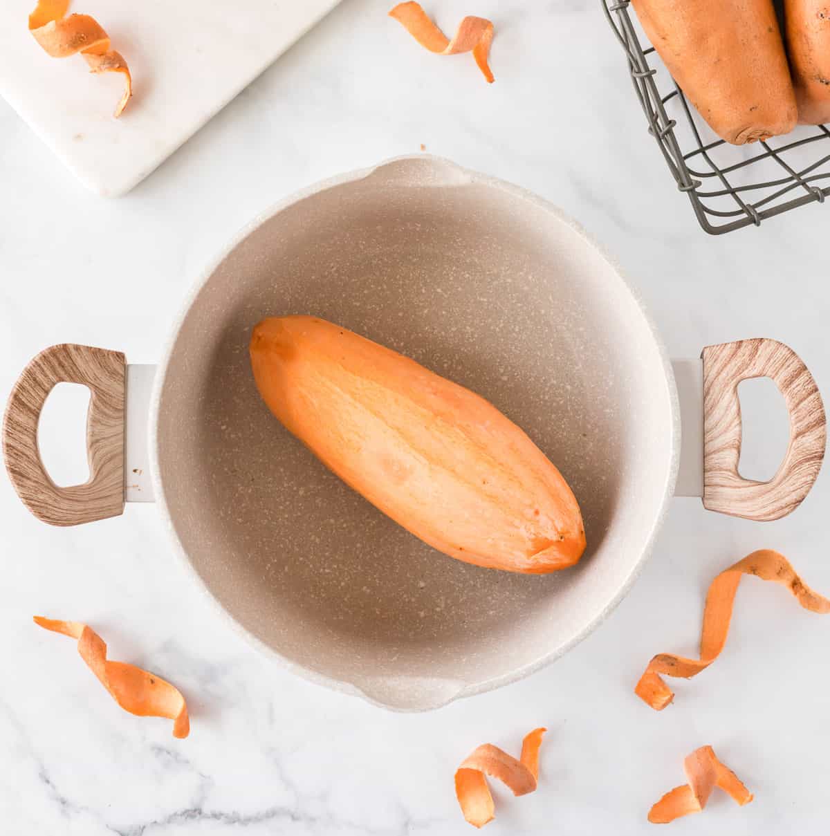 sweet potato in a sauce pan
