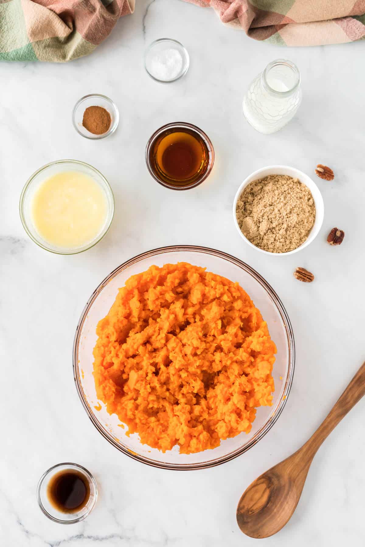 ingredients to make the sweet potato casserole filling