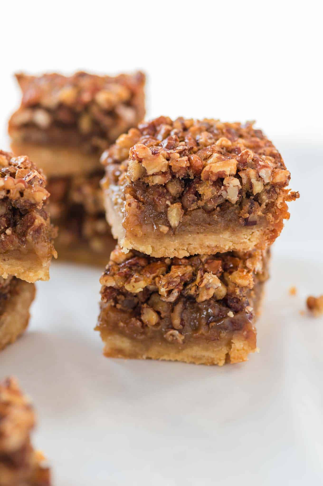 two pecan pie bars stacked