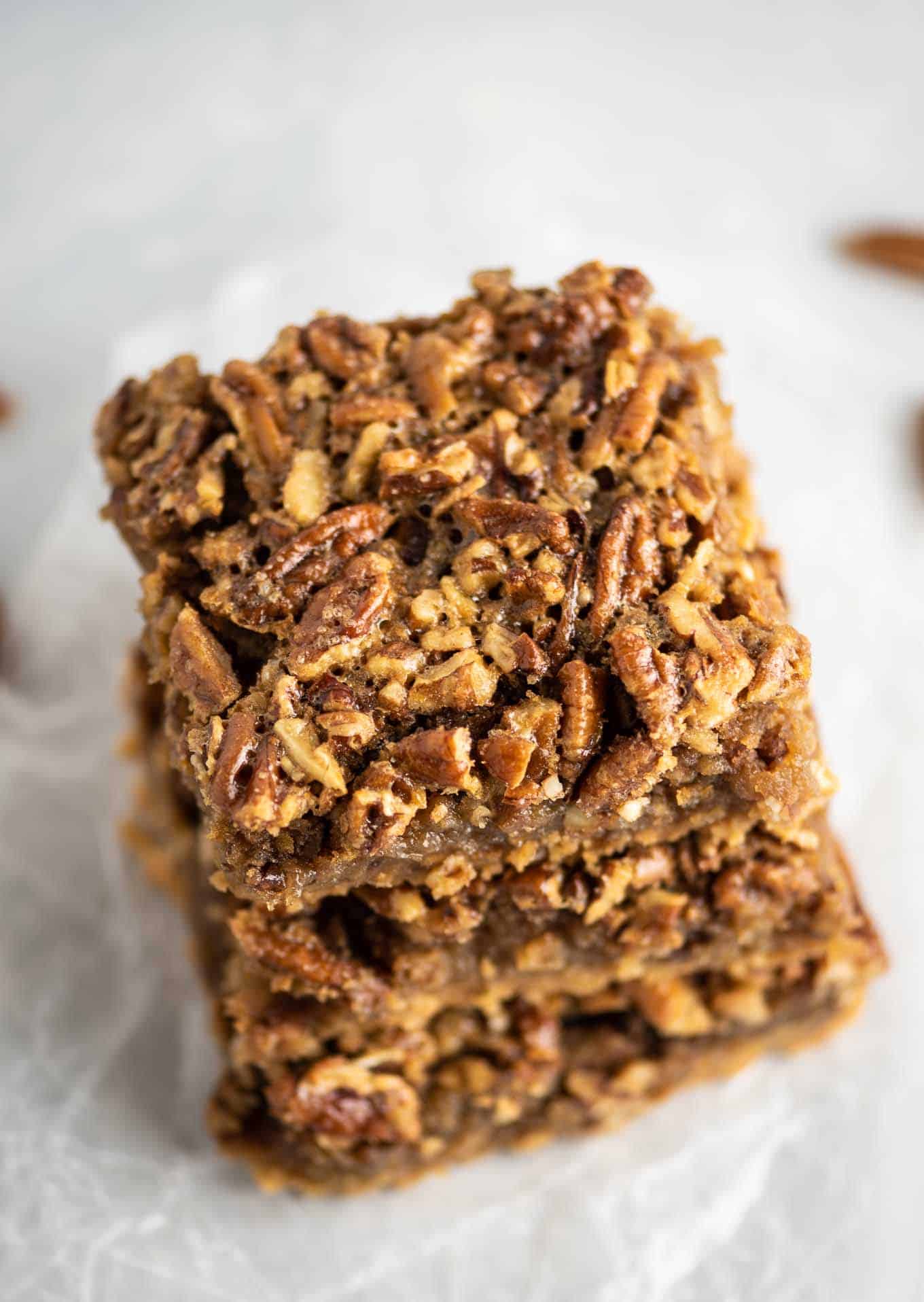 a stack of pecan bars