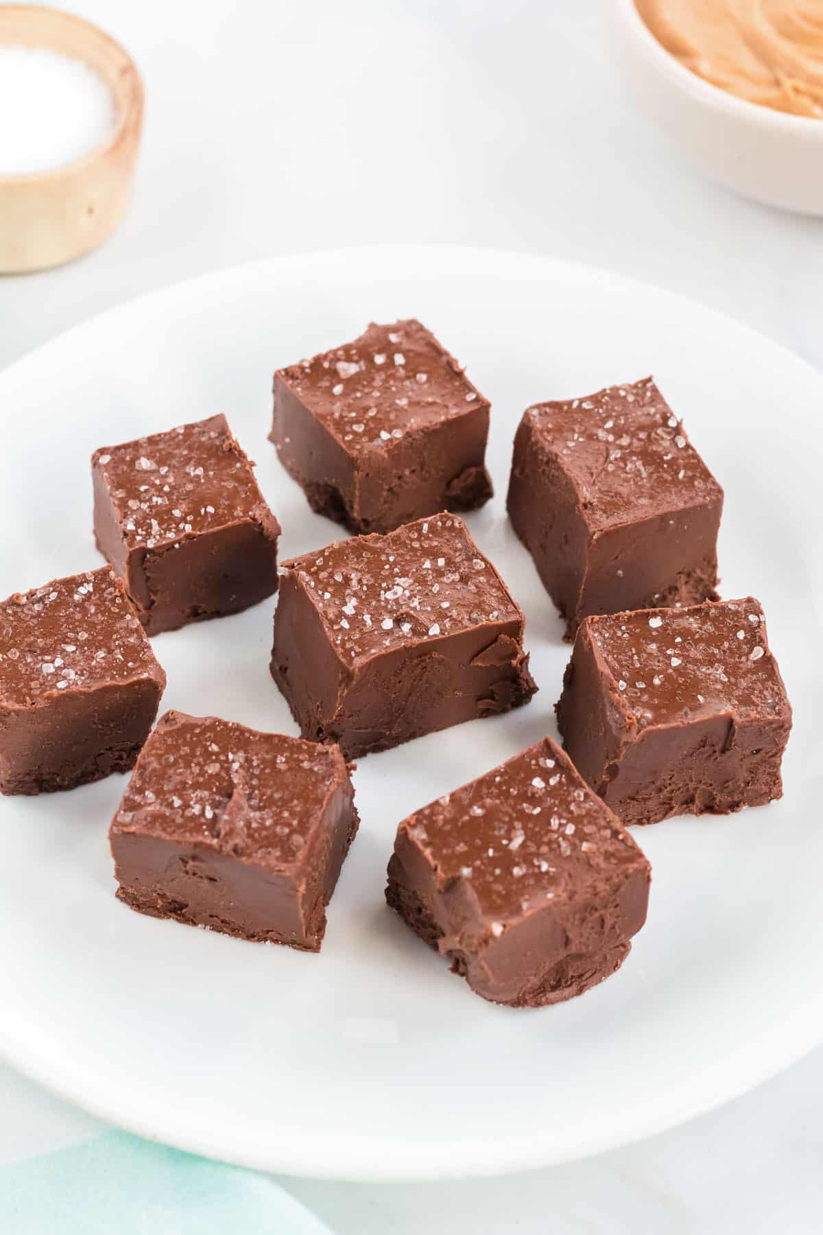 pieces of fudge on a white plate