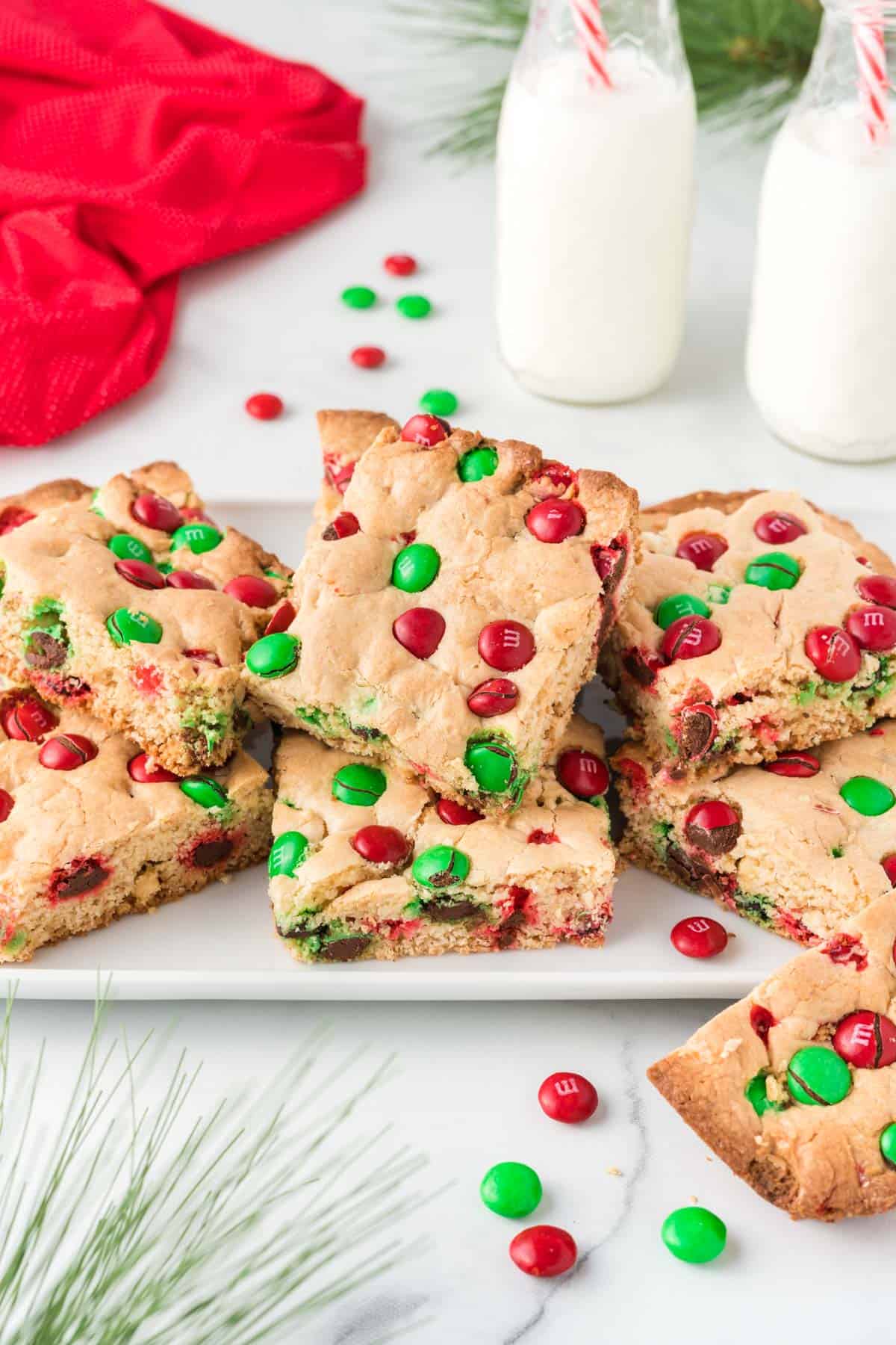 Christmas cookie bars on a plate