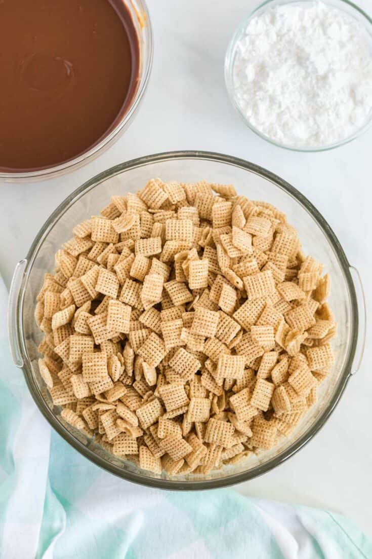 Vegan Puppy Chow aka Muddy Buddies Recipe - Build Your Bite