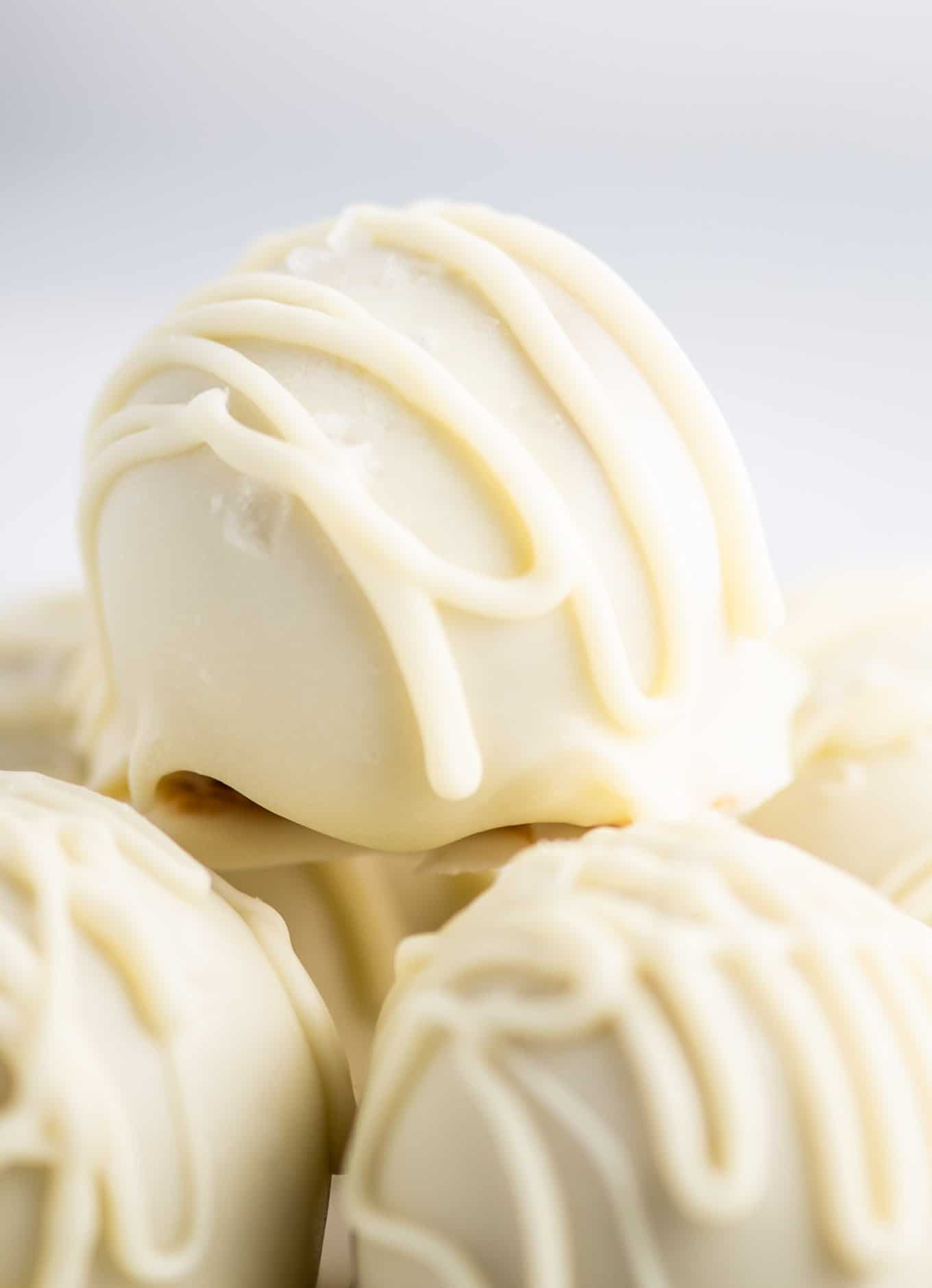 white chocolate truffles close up image