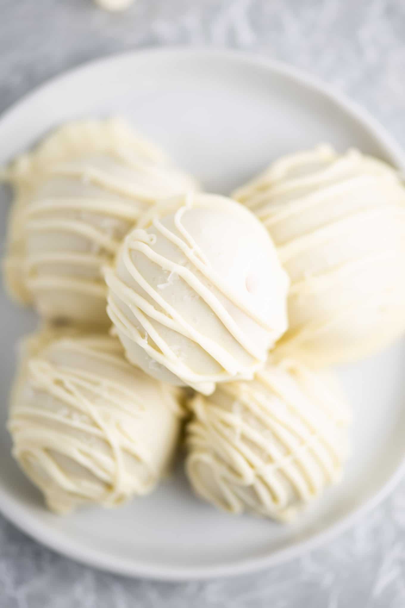 overhead view of the salted white chocolate peanut butter balls