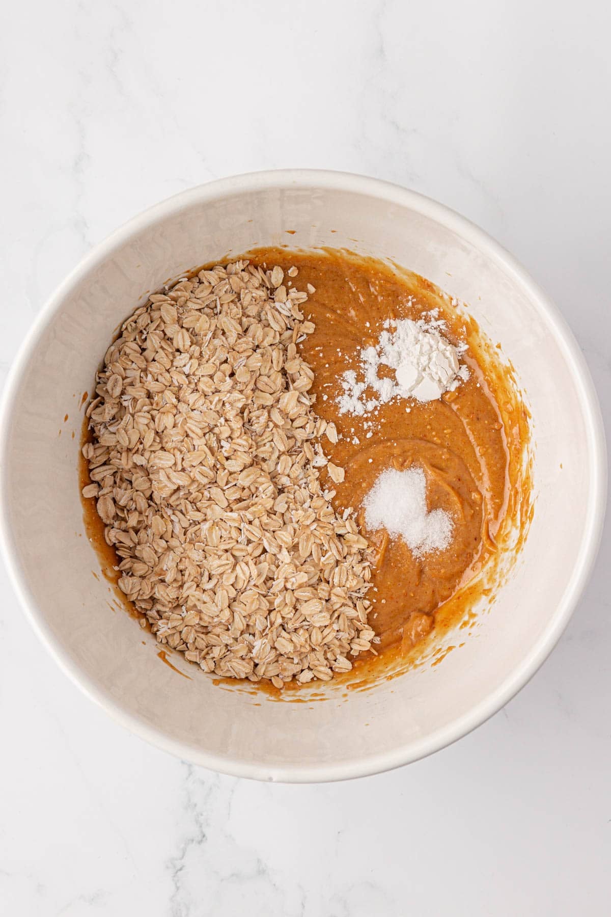 adding the ingredients to the mixing bowl