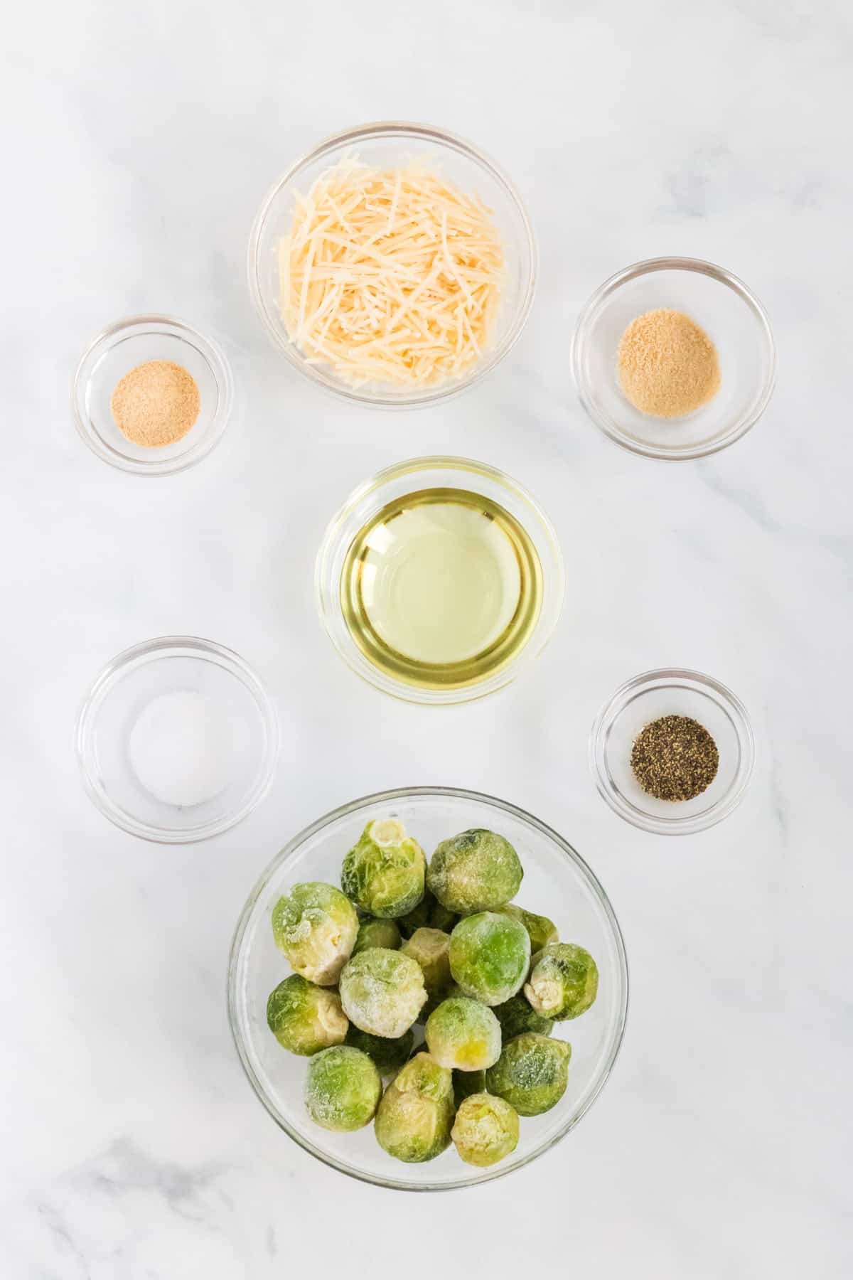 ingredients to make roasted frozen brussels sprouts