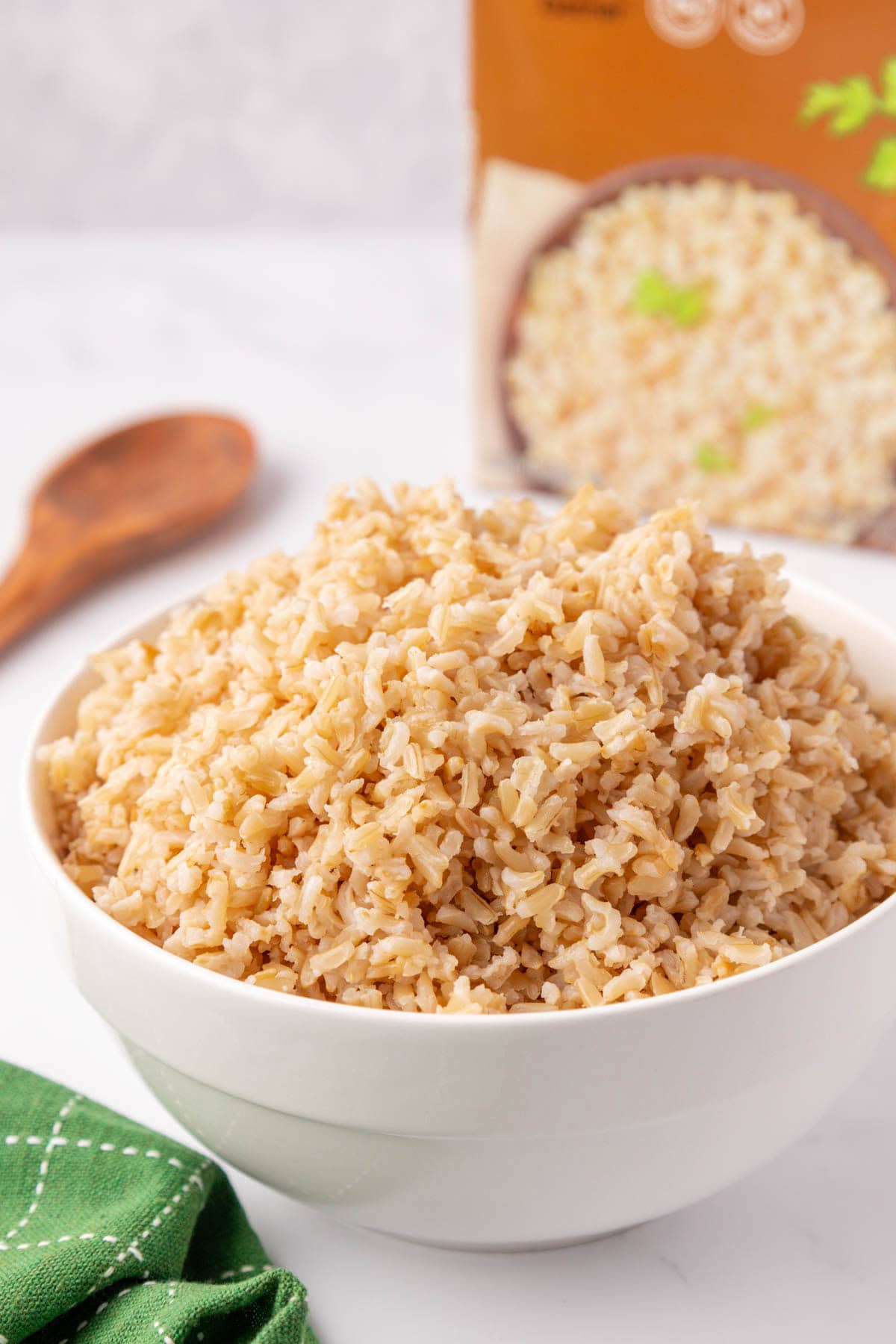 cooked brown rice in a bowl