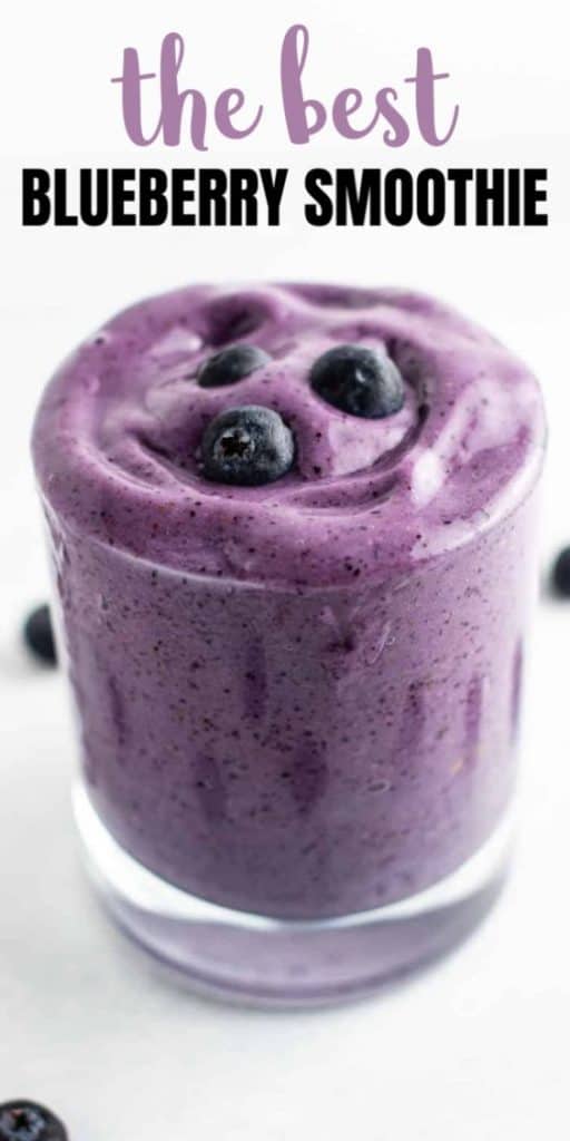 image with text "the best blueberry smoothie"