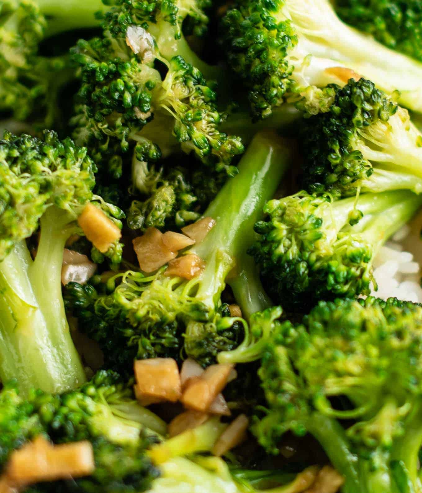 broccoli with ginger up close
