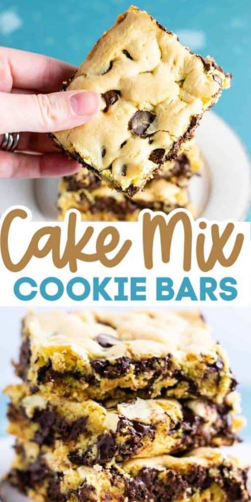image with text "cake mix cookie bars"