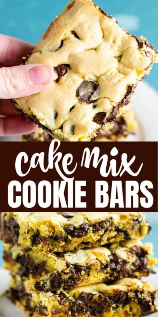 image with text "cake mix cookie bars"