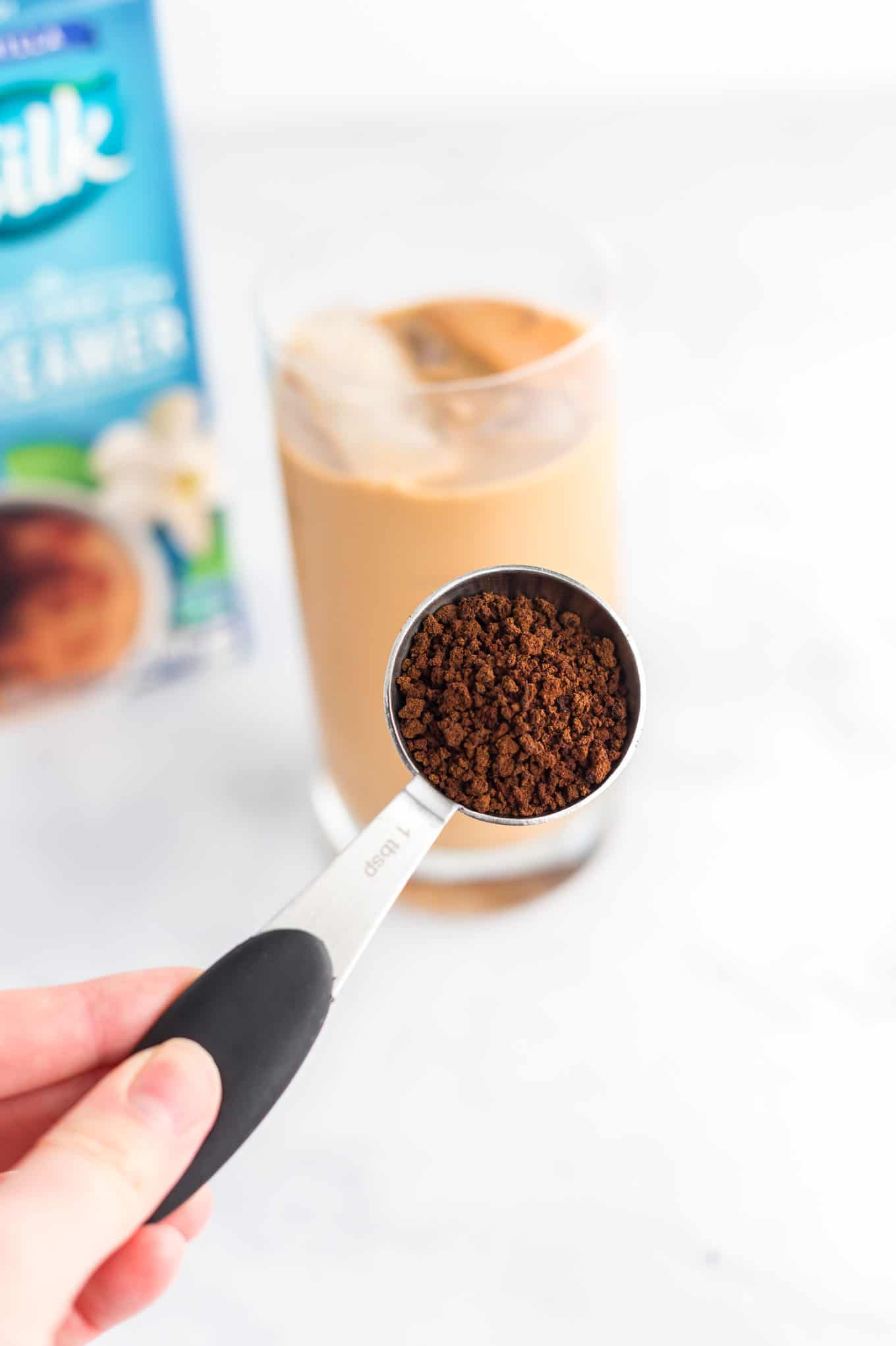 a tablespoon full of instant coffee grounds