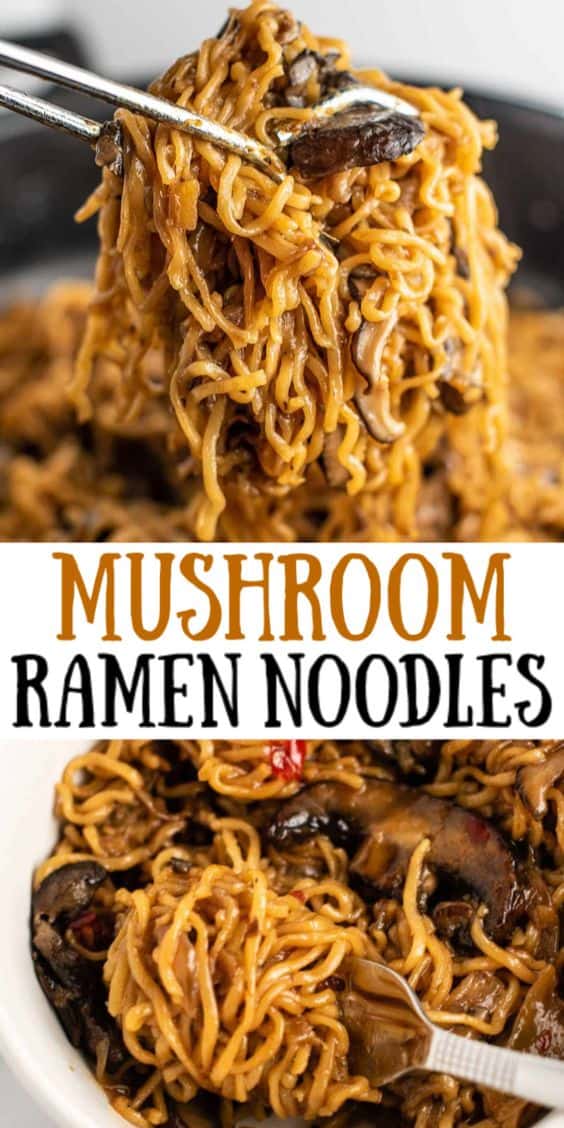 image with text "Mushroom Ramen Noodles"