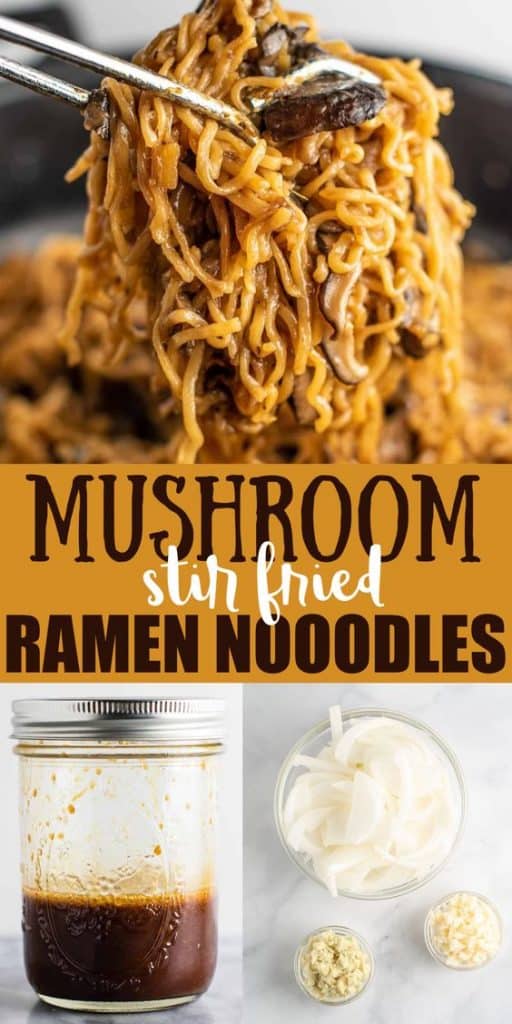 image with text "Mushroom Stir fried Ramen Noodles"