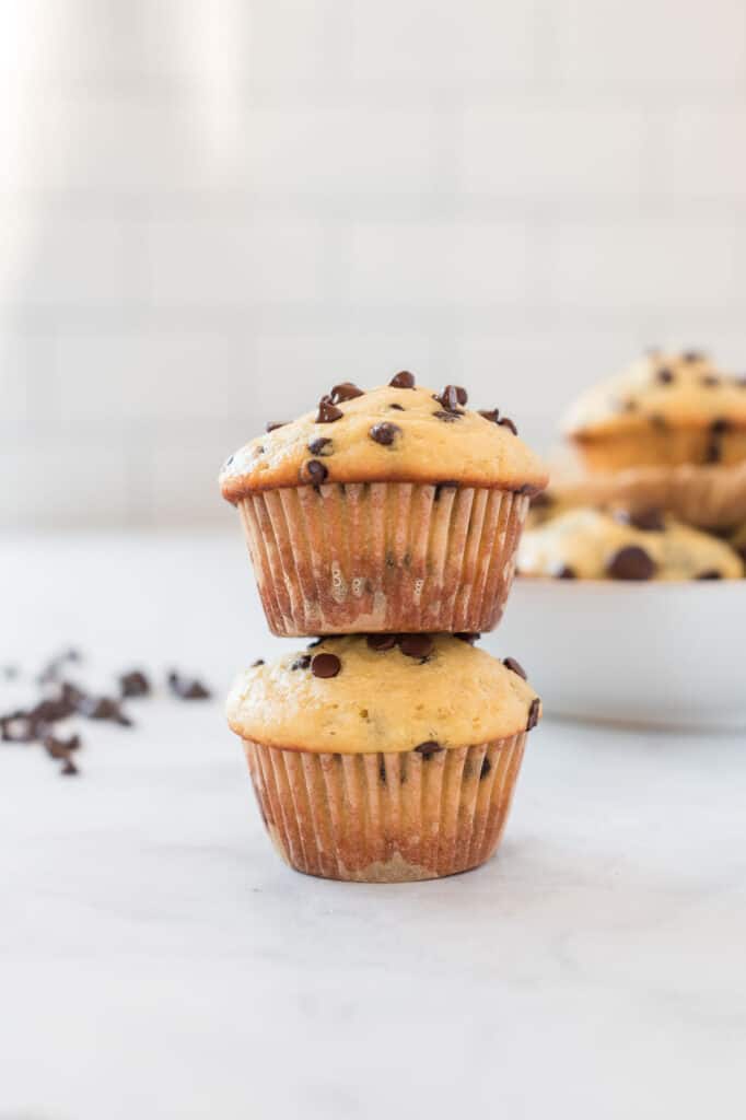 two muffins stacked on top of each other