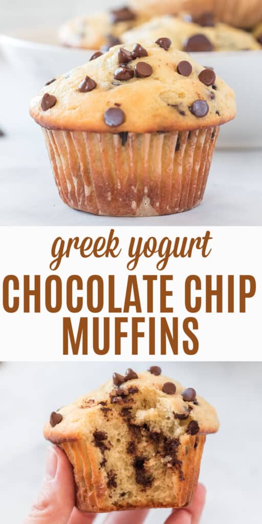 image with text "greek yogurt chocolate chip muffins"