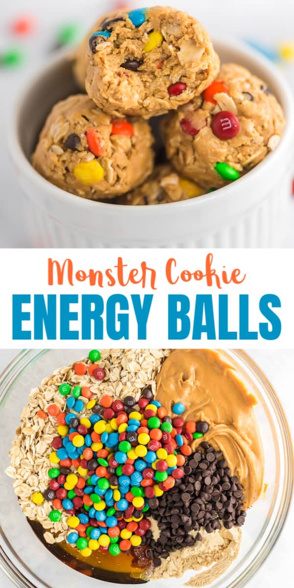 imagem com texto "monster cookie energy balls"