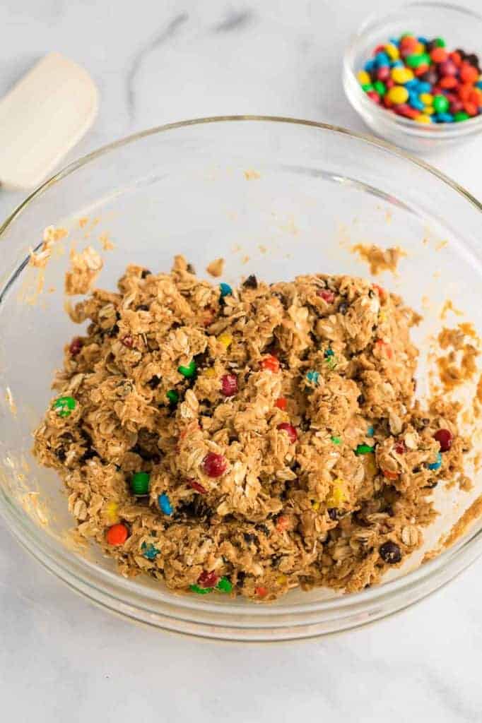 the energy ball batter stirred together in a bowl