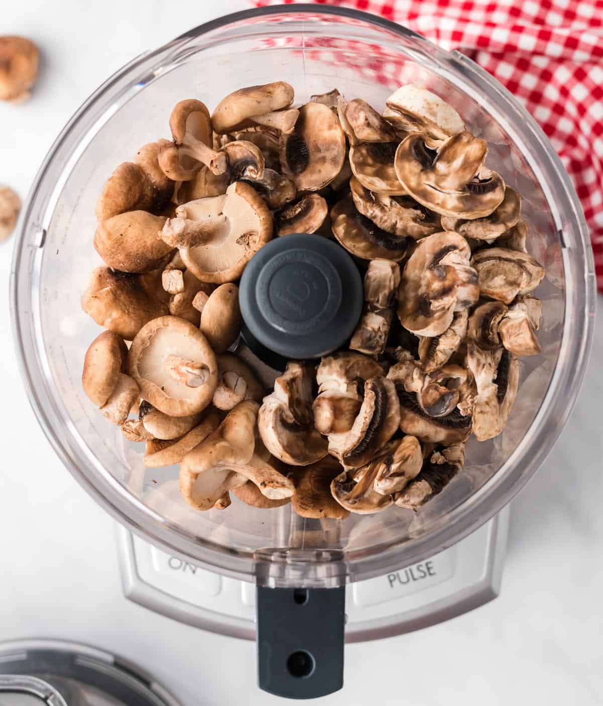 mushrooms in a food processor