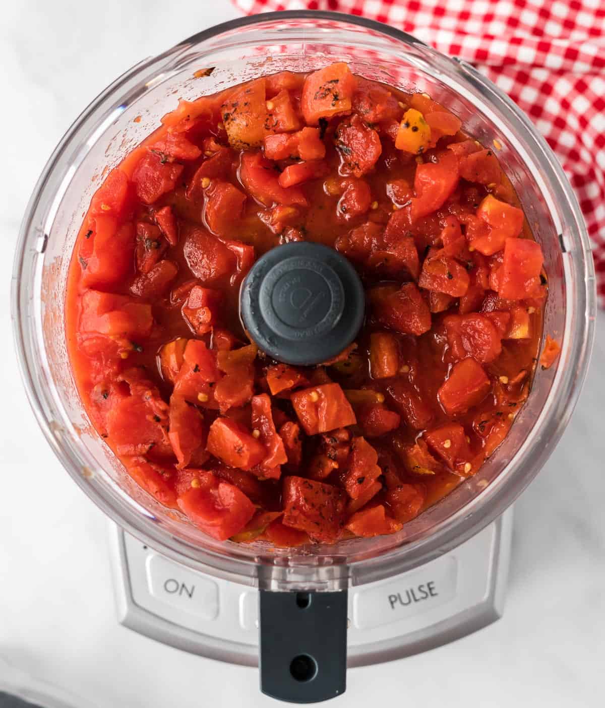 fire roasted tomatoes in a food processor