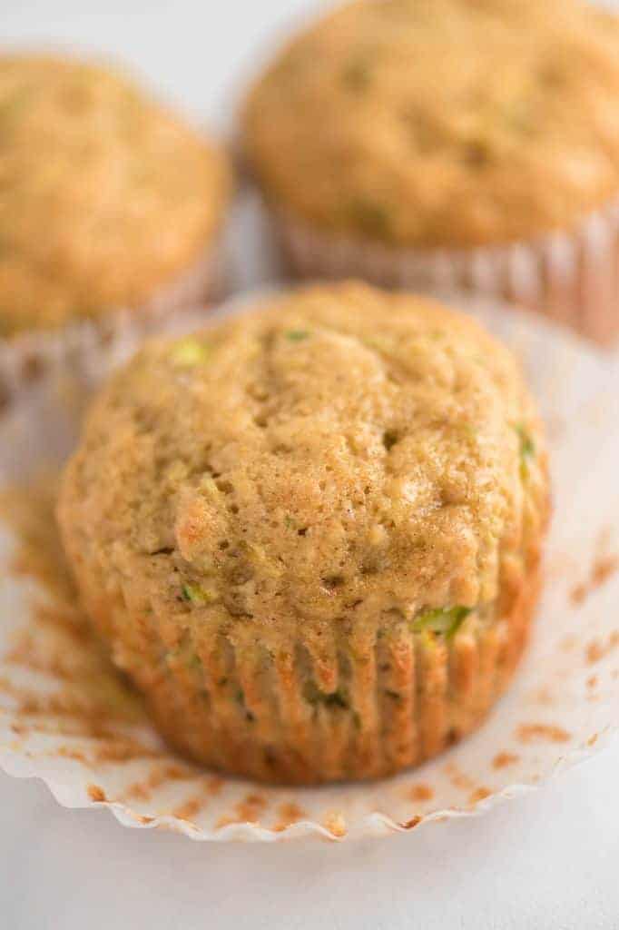 zucchini muffin with a muffin liner