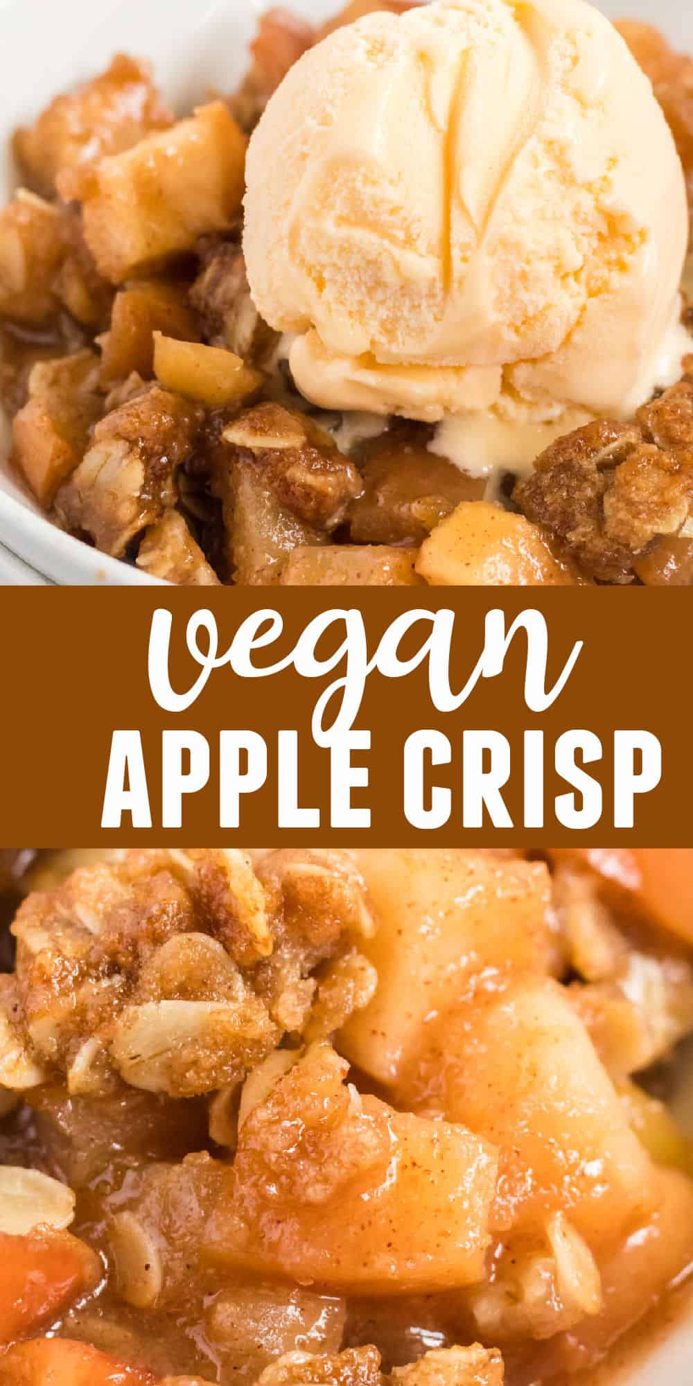 image with text "vegan apple crisp"