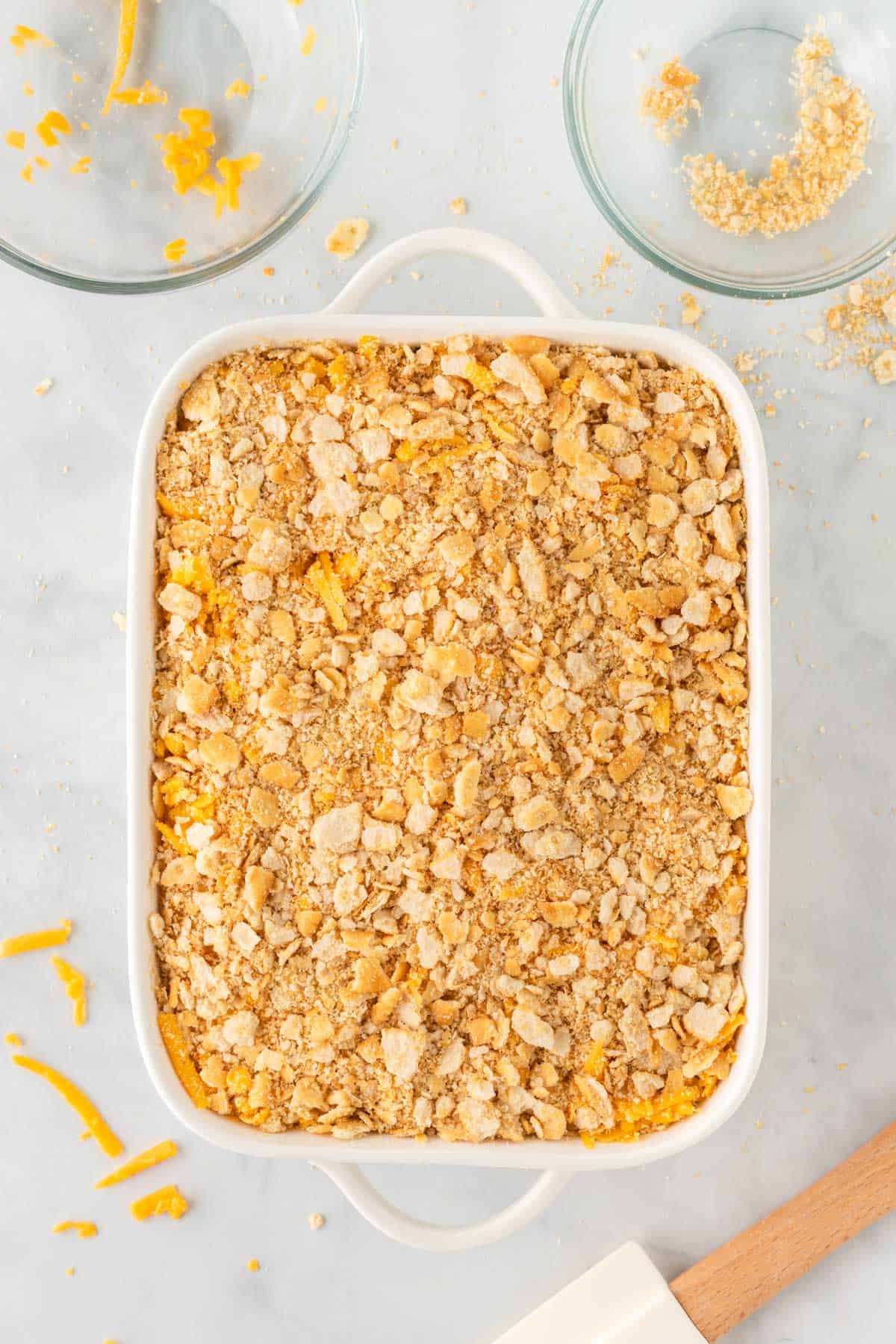 casserole topped with crushed ritz crackers