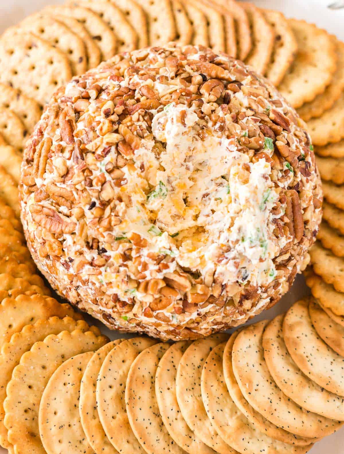 cheese ball platter with crackers