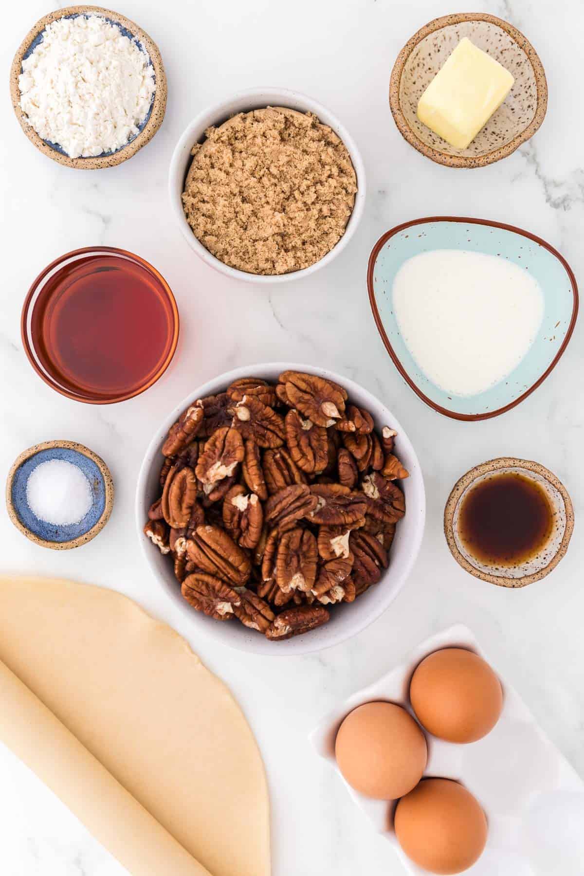 ingredients needed to make pecan pie without corn syrup