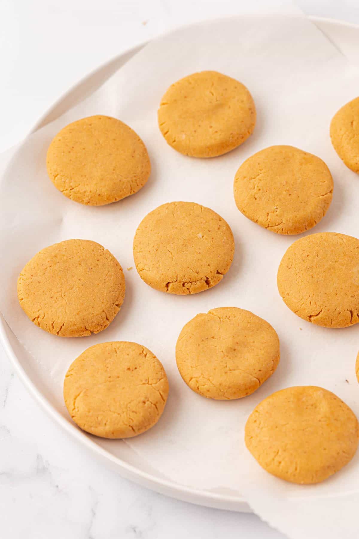 peanut butter filling shaped into discs