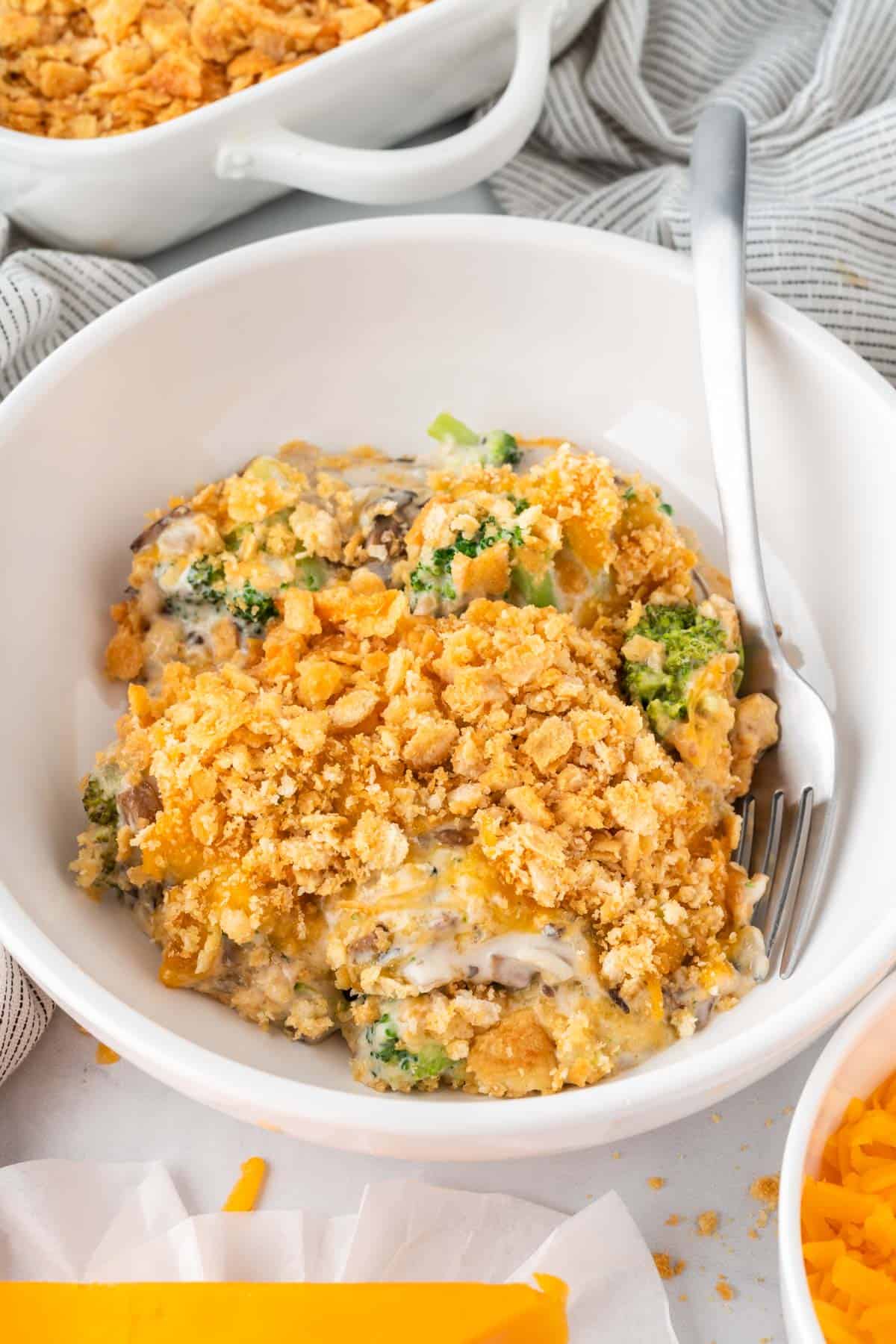 broccoli casserole in a bowl