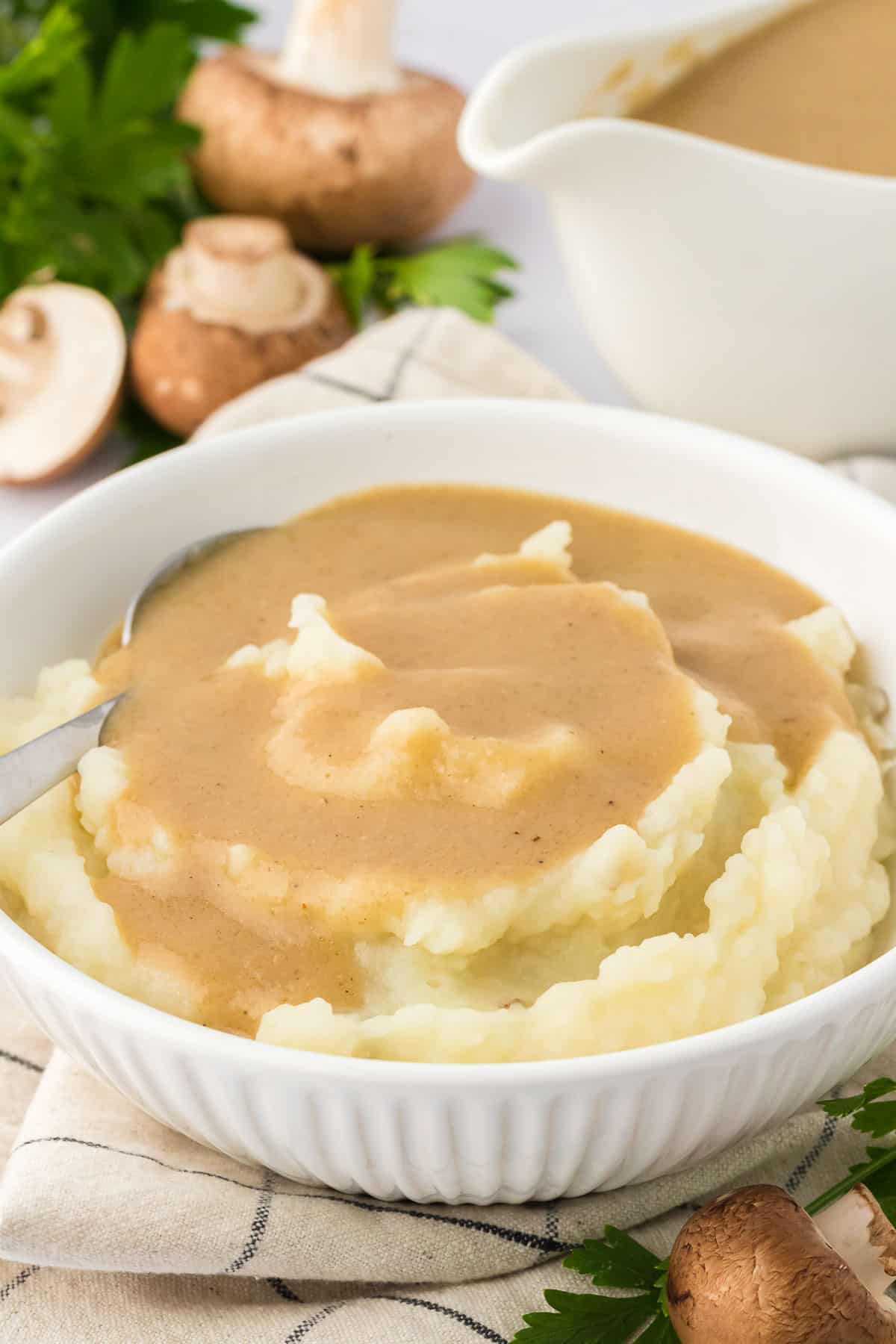 gravy over mashed potatoes