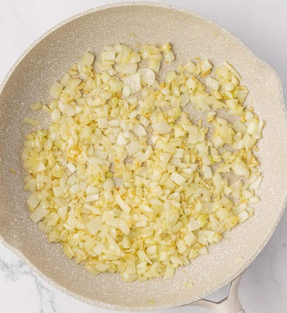 garlic, onion, and butter in a skillet