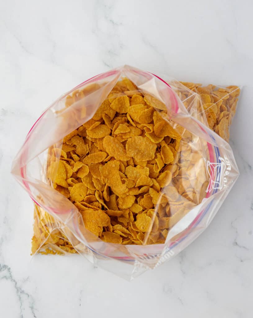 corn flakes in a ziploc bag