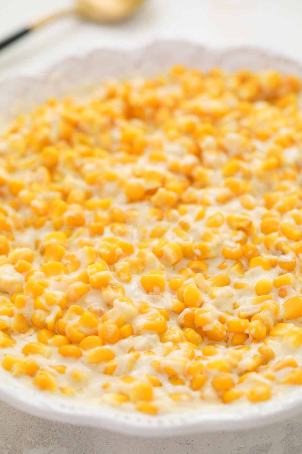 creamed corn in a dish