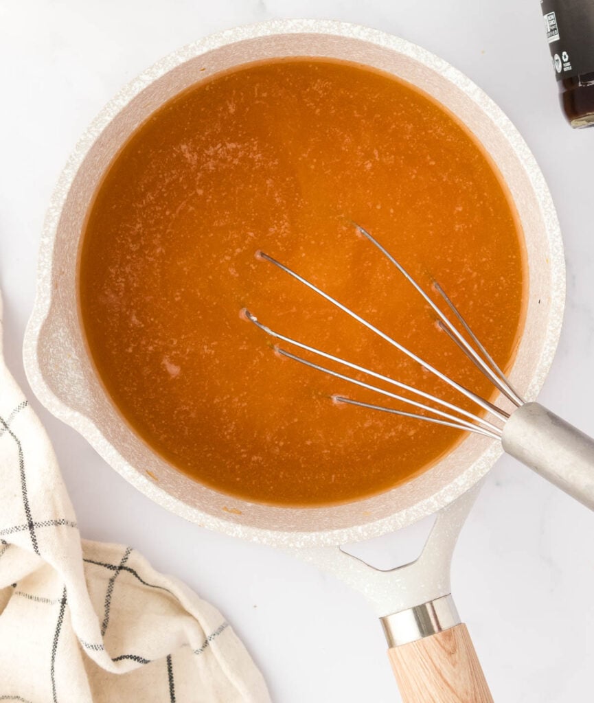 adding vegetable broth to the roux