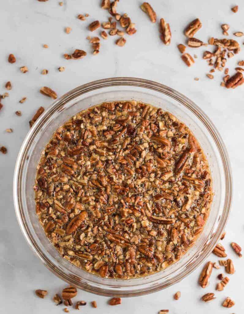 pecan pie filling in a bowl