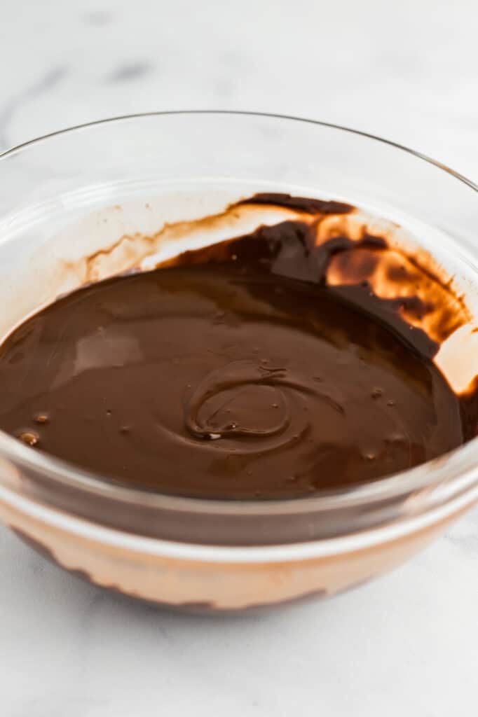 melted chocolate and coconut oil in a glass bowl
