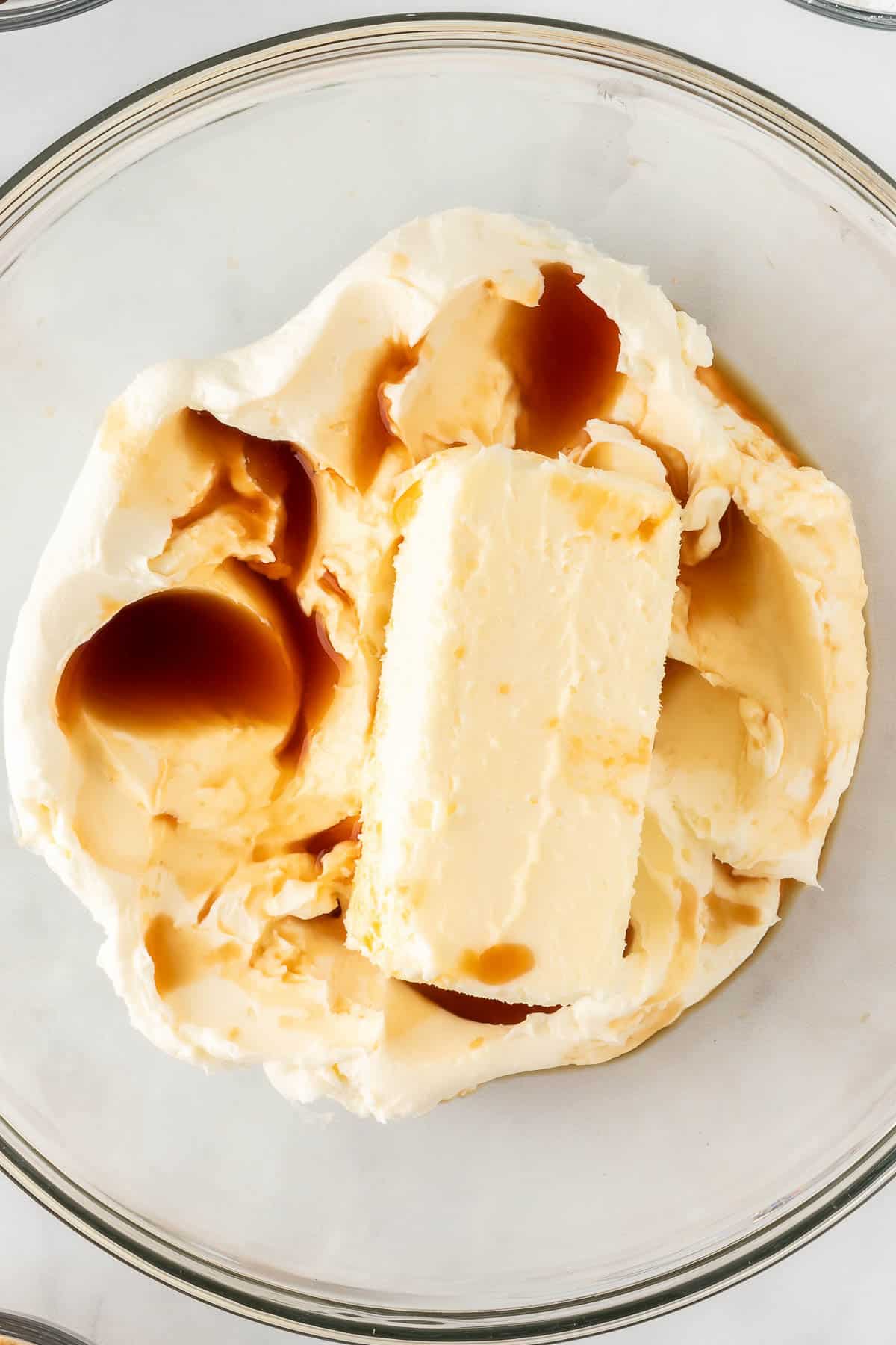 butter, cream cheese, and vanilla extract