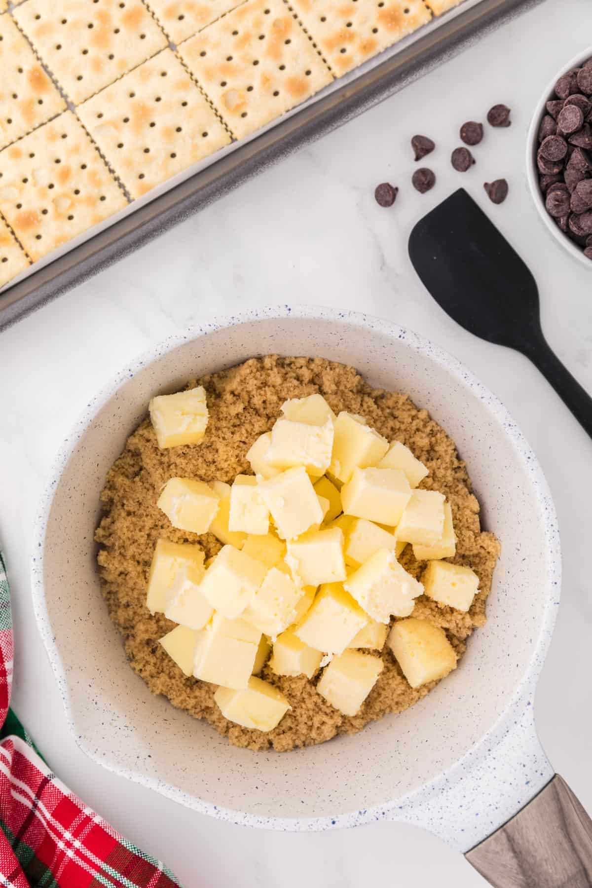 butter and brown sugar in a sauce pan