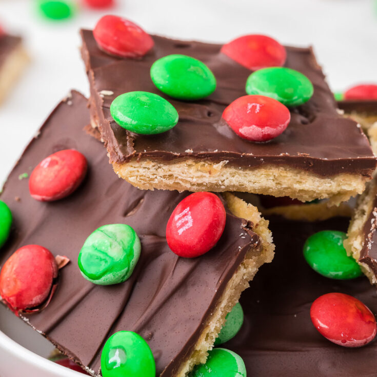 christmas cracker candy with holiday m&m's