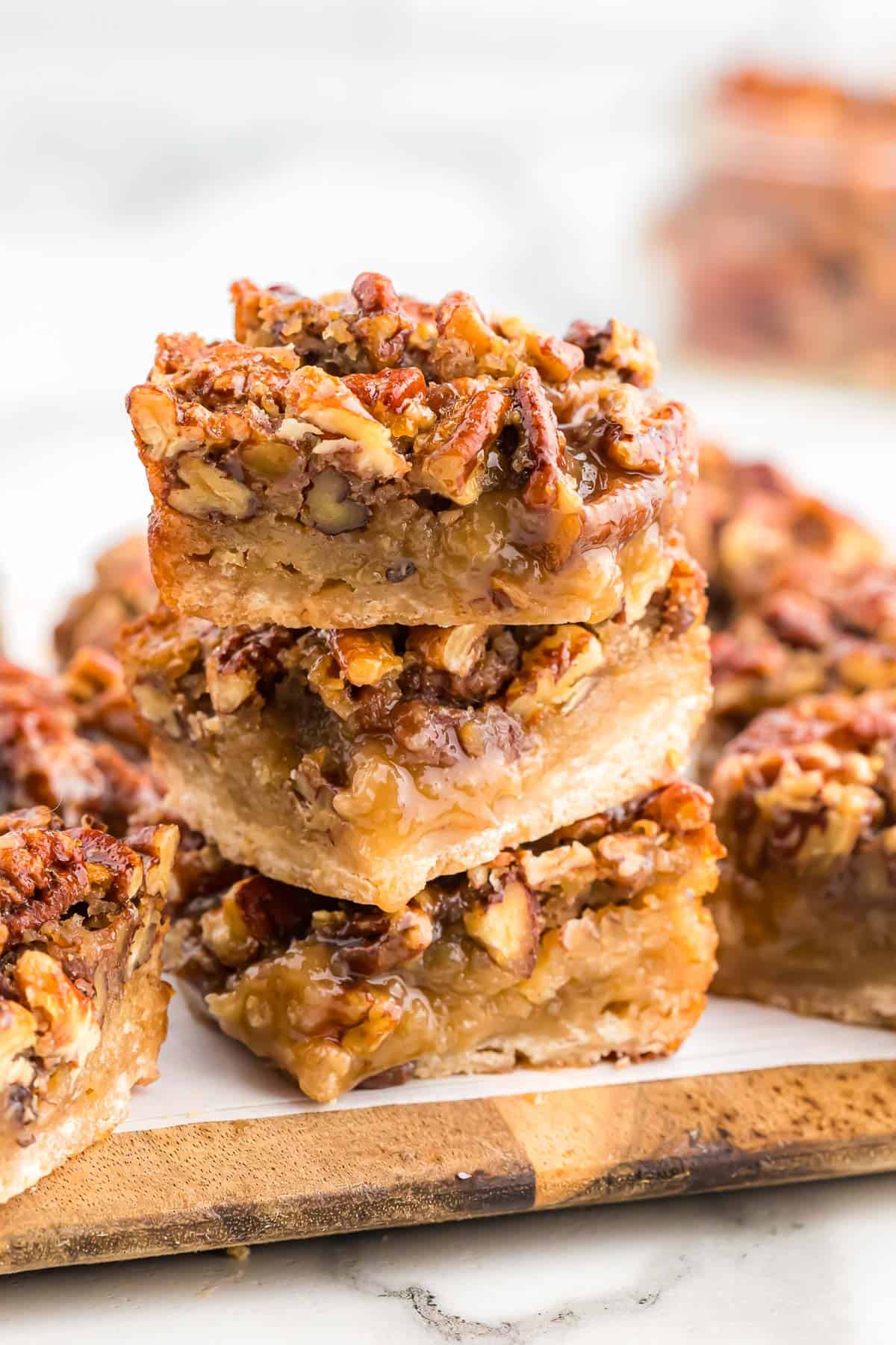 pecan pie bars stacked