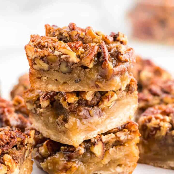 pecan pie bars stacked