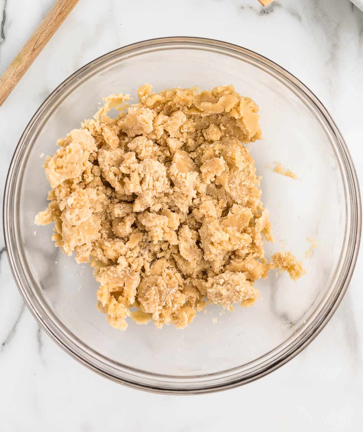 shortbread crust in a mixing bowl