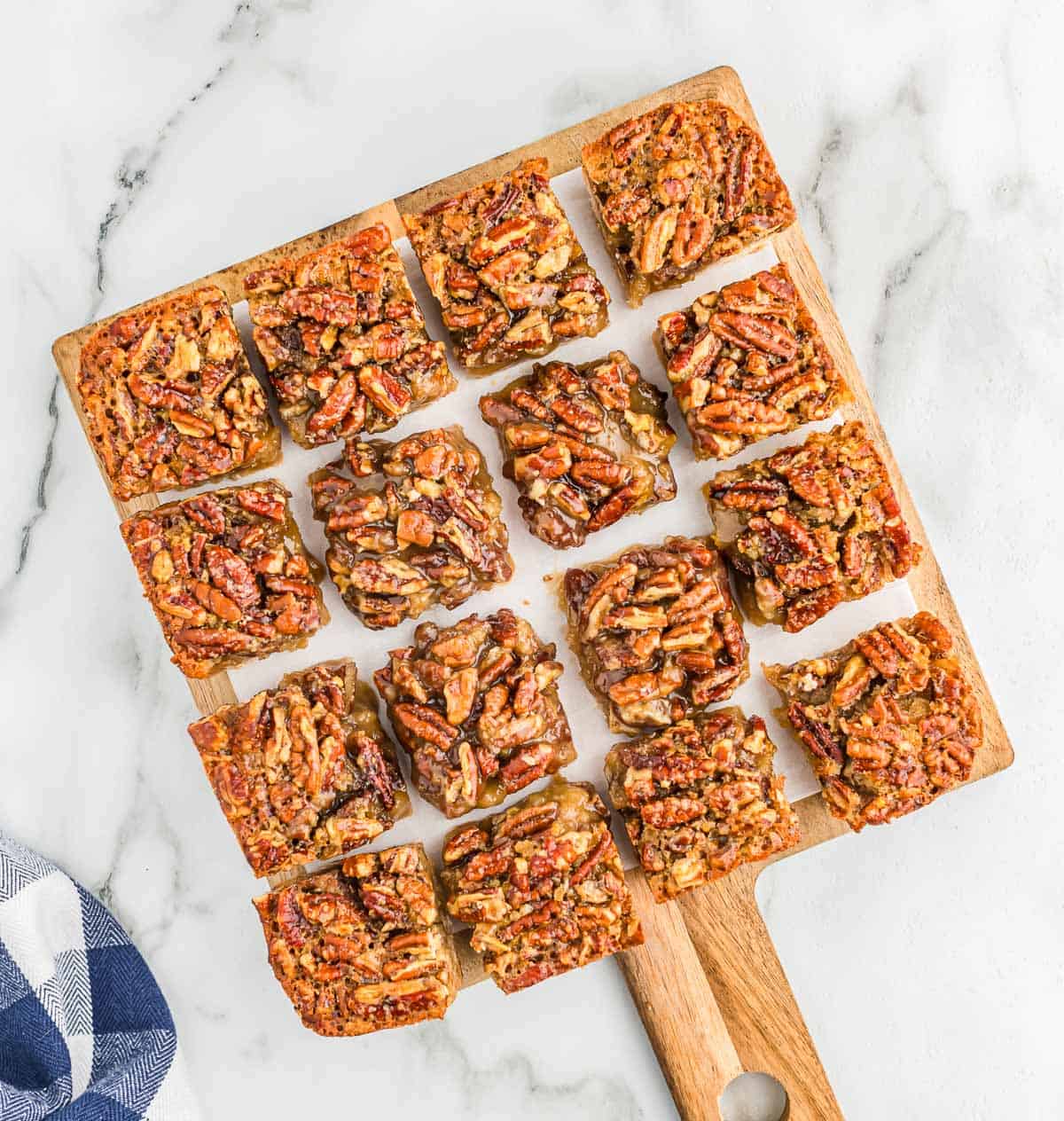 easy pecan pie bars cut into square