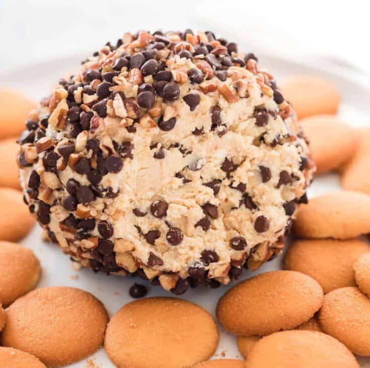 dessert cheese ball with the inside showing