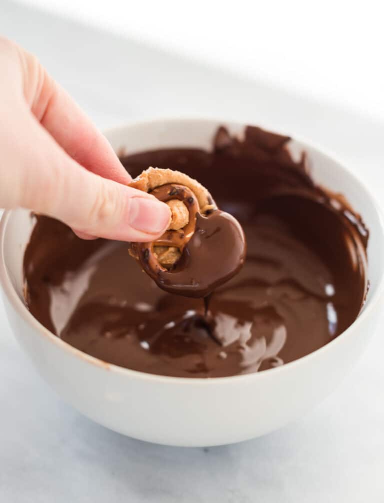 Chocolate Dipped Peanut Butter Pretzels - Build Your Bite